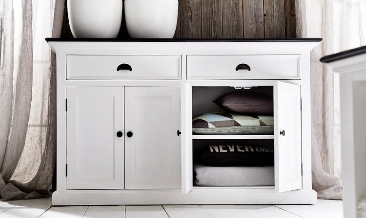 Landhaus Sideboard weiß schwarz Halifax Contrast black&white B127CT