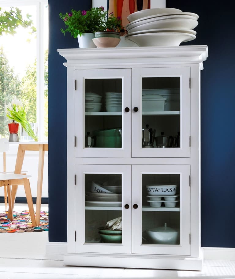 Landhaus Vitrinenschrank weiß antik Halifax 4 Glastüren