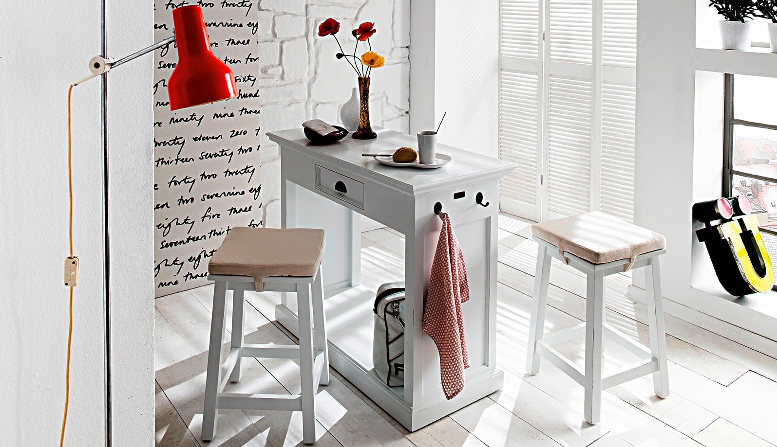 Landhausstil Hocker Set weiß antik Halifax