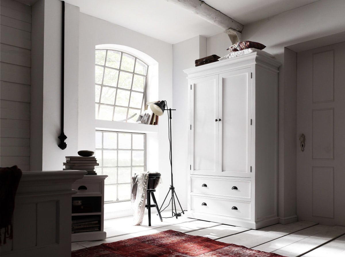 Landhausstil Kleiderschrank weiss antik 2 türig Halifax