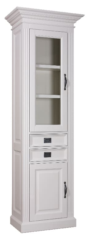 Landhausstil Vitrine weiß Shabby chic 2x1 Tür 1 Schublade große Farbauswahl