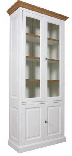 Landhausstil Vitrinenschrank weiß antique Eyeglass oak 4 Türen