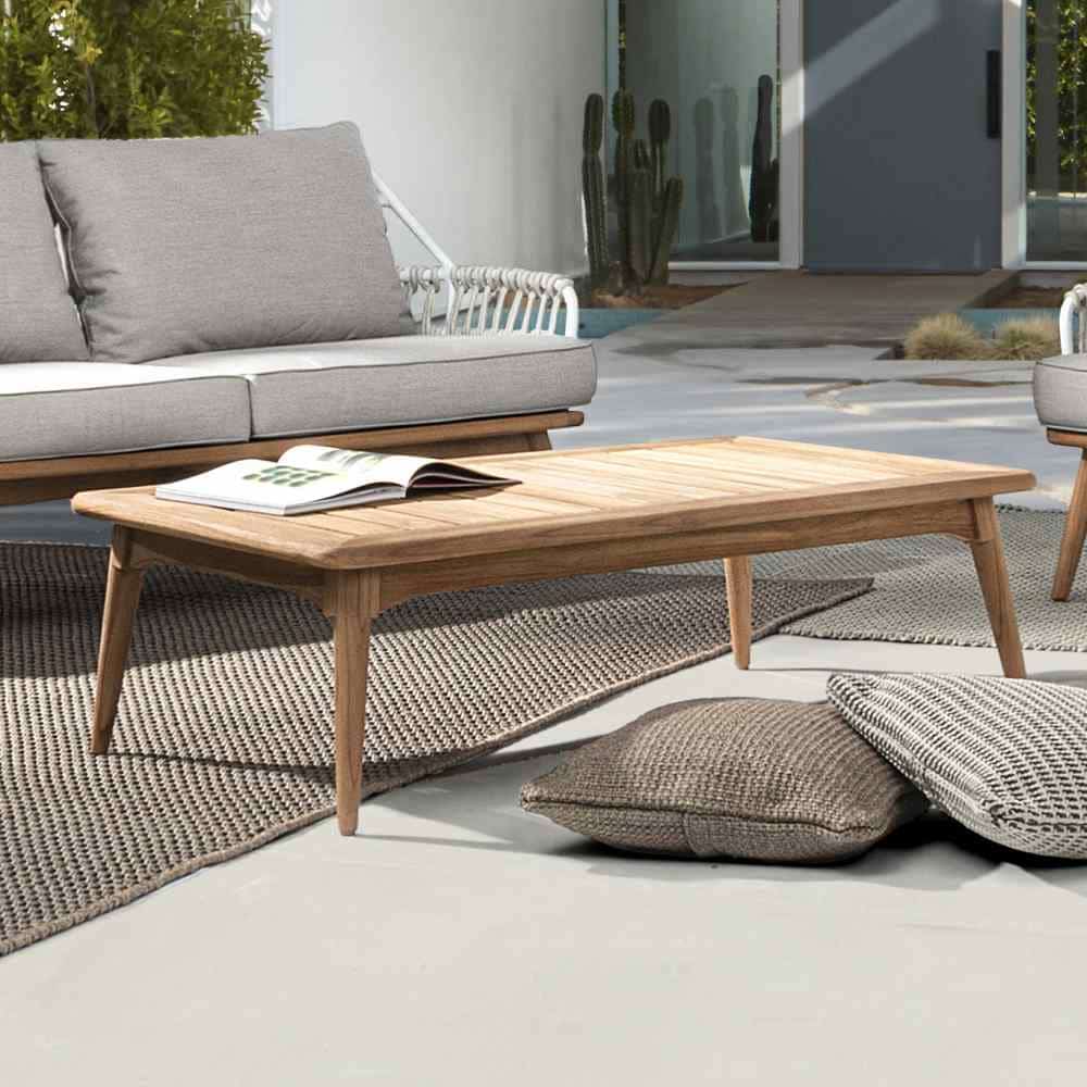 Outdoor Couchtisch wetterfest Teak 120x70 cm Xenia