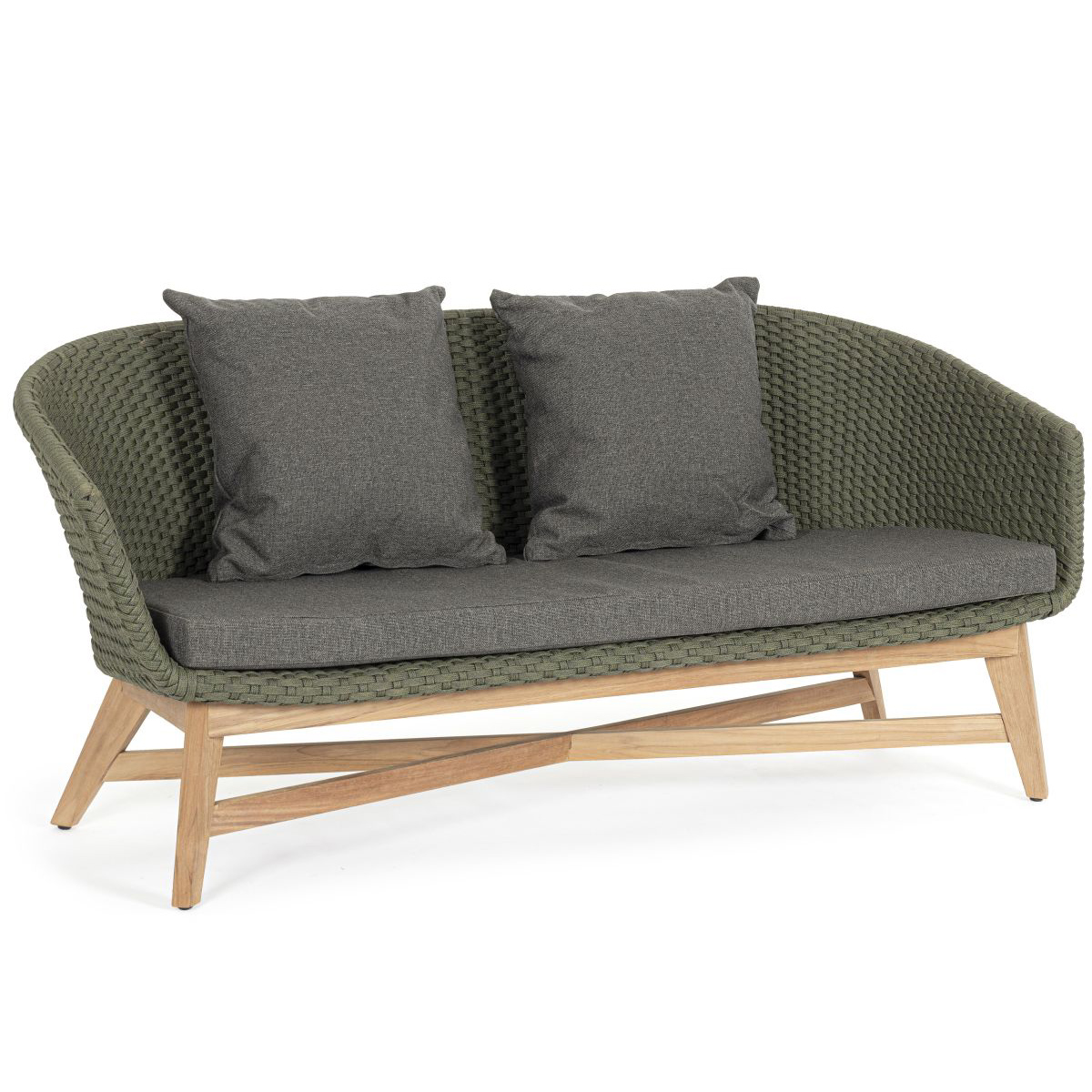 Outdoor Lounge Gartensofa wetterfest Geflecht grün Coachella