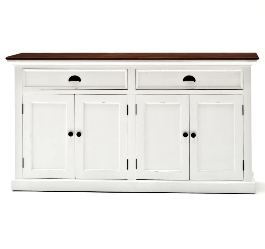 Sideboard weiß Shabby chic Halifax Accent weiss braun vier Türen B127TWD