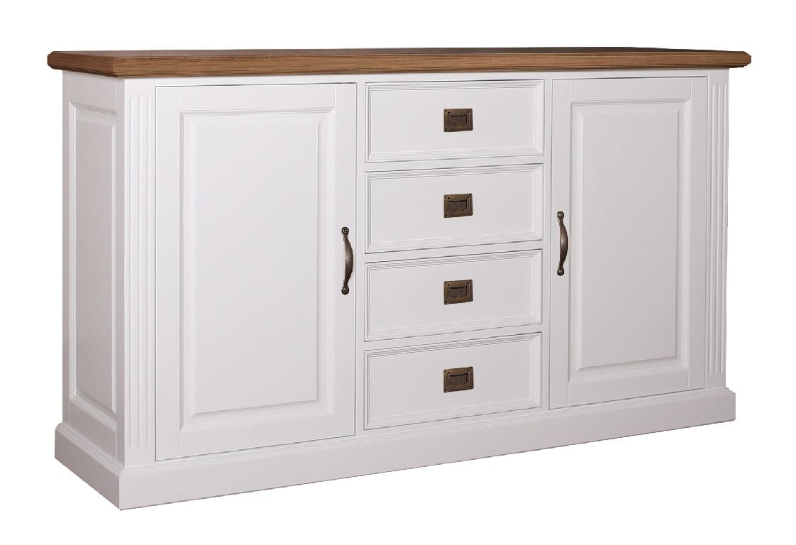 Sideboard Chic Oak Landhausstil mit 2 Türen und 4 Schubladen