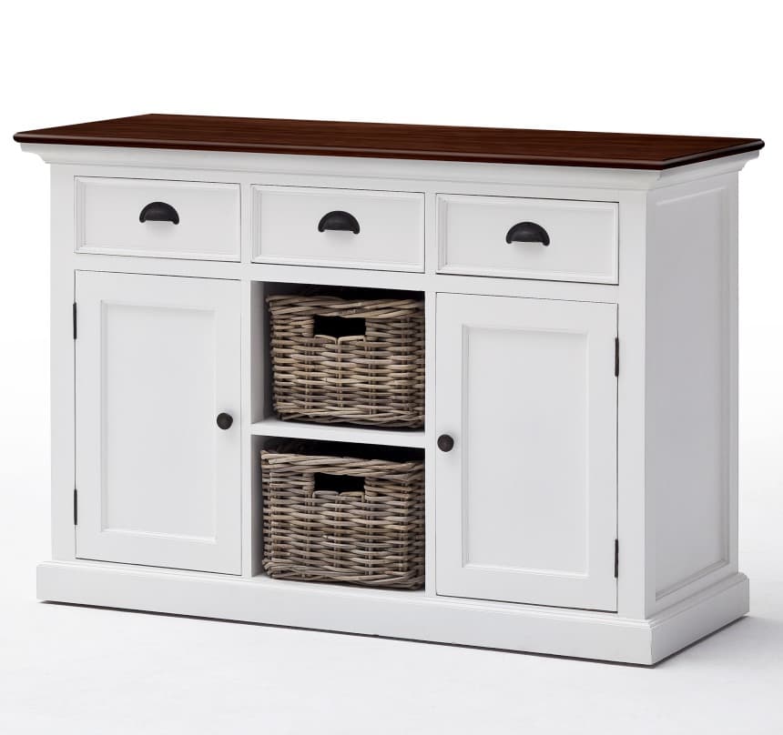 Sideboard Shabby Chic weiß Halifax Accent mit 2 Körben
