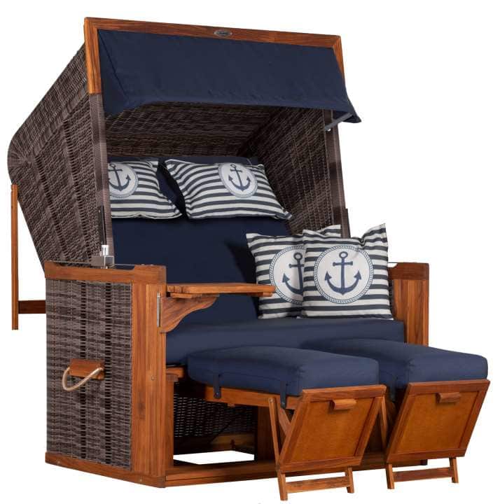 Strandkorb deVries Friesland Sylt XL stone grey Teak