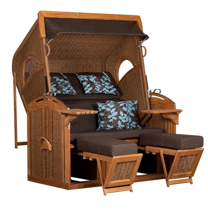 Strandkorb XXL Teakholz Madura Devries Panoramafenster zerlegt