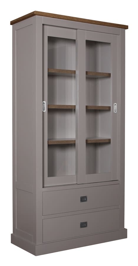Vitrine Kubic Oak 2 Schiebetüren 2 Schubladen