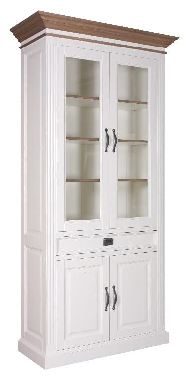 Vitrine Landhaus weiß York Shabby chic Oak 2x2 Türen