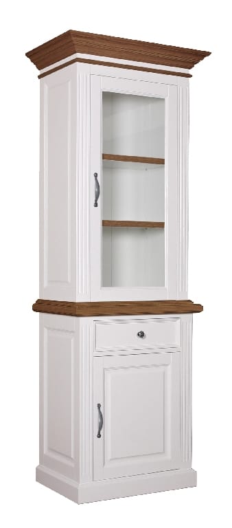 Vitrine Landhausstil "Chic Oak" 2x1 Tür 1 Schublade rechts